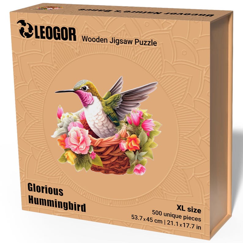Extra-Thick 5mm Wooden Puzzle for Adults – 500 Pieces | Wood Puzzles Adult with Unique Hand-Shaped Pieces, Glorious Hummingbird
