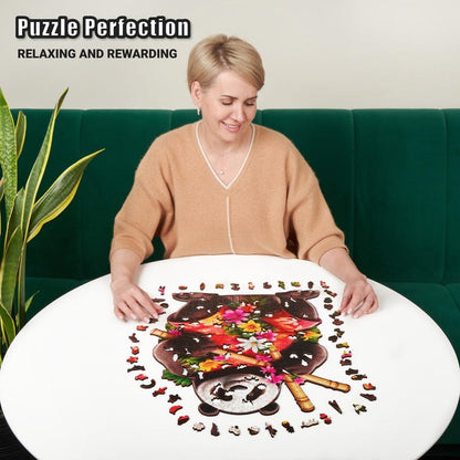 Extra-Thick 5mm Wooden Puzzle for Adults – 200, 350, 500 Pieces | Wood Puzzles Adult with Unique Hand-Shaped Pieces, Tropical Panda Paradise