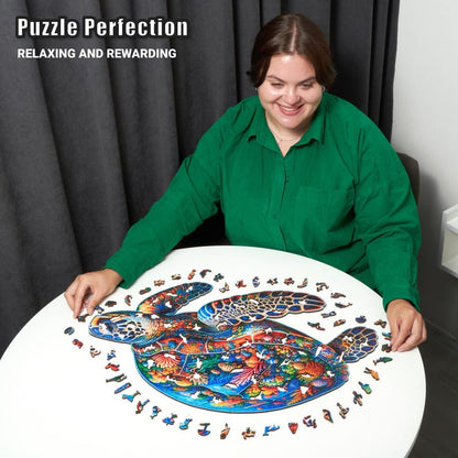Extra-Thick 5mm Wooden Puzzle for Adults – 500 Pieces | Wood Puzzles Adult with Unique Hand-Shaped Pieces, Sea Turtle Voyage