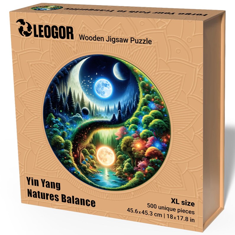 Extra-Thick 5mm Wooden Puzzle for Adults – 500 Pieces Wood Puzzles Adult with Unique Hand-Shaped Pieces, Yin Yang Nature's Balance