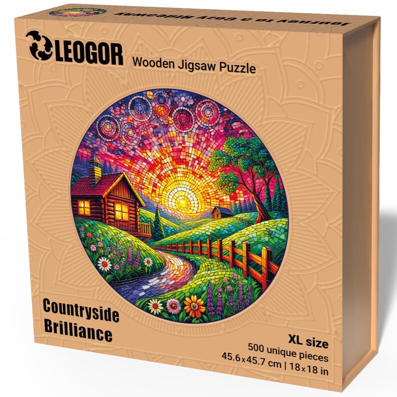 Extra-Thick 5mm Wooden Puzzle for Adults – 500 Pieces | Wood Puzzles Adult with Unique Hand-Shaped Pieces, Countryside Brilliance