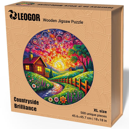 Extra-Thick 5mm Wooden Puzzle for Adults – 500 Pieces | Wood Puzzles Adult with Unique Hand-Shaped Pieces, Countryside Brilliance