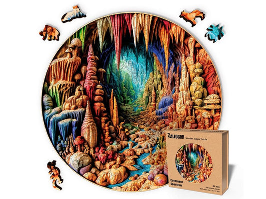 Extra-Thick 5mm Wooden Puzzle for Adults – 500 Pieces | Wood Puzzles Adult with Unique Hand-Shaped Pieces, Cavernous Spectrum