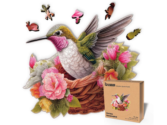 Extra-Thick 5mm Wooden Puzzle for Adults – 500 Pieces | Wood Puzzles Adult with Unique Hand-Shaped Pieces, Glorious Hummingbird