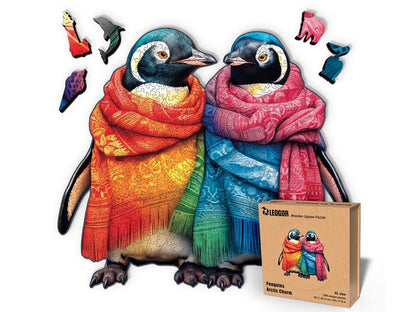 Extra-Thick 5mm Wooden Puzzle for Adults – 500 Pieces | Wood Puzzles Adult with Unique Hand-Shaped Pieces, Penguins Arctic Charm