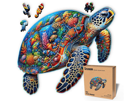 Extra-Thick 5mm Wooden Puzzle for Adults – 500 Pieces | Wood Puzzles Adult with Unique Hand-Shaped Pieces, Sea Turtle Voyage