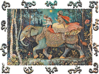 Wooden Jigsaw Puzzles For Adults - The Enchanted Elephant  - (250-500 pieces) - Fantasy Puzzle for Kids - Fairytale Gifts -Whimsy Shapes F20