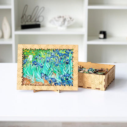 Unique jigsaw puzzle, Irises by Vincent Van Gogh, Fine art, Perfect gift for puzzle lovers, Picture wooden puzzle, Art paintings collection