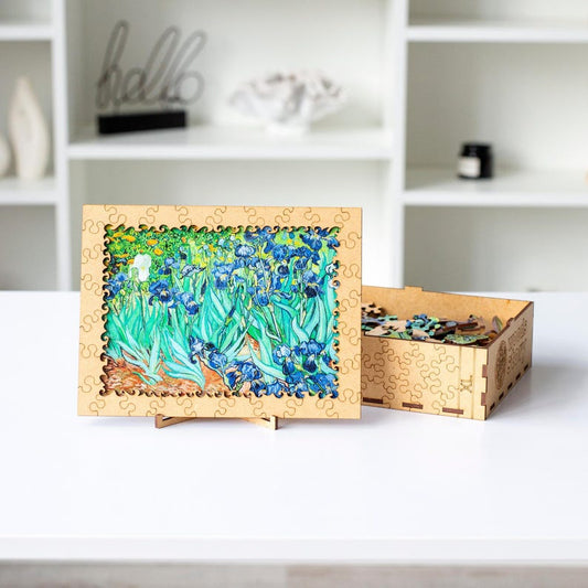 Unique jigsaw puzzle, Irises by Vincent Van Gogh, Fine art, Perfect gift for puzzle lovers, Picture wooden puzzle, Art paintings collection