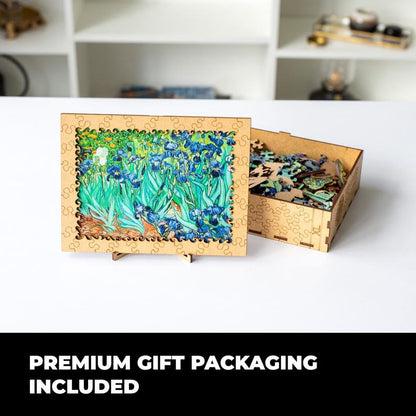 Unique jigsaw puzzle, Irises by Vincent Van Gogh, Fine art, Perfect gift for puzzle lovers, Picture wooden puzzle, Art paintings collection