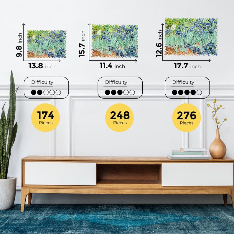 Unique jigsaw puzzle, Irises by Vincent Van Gogh, Fine art, Perfect gift for puzzle lovers, Picture wooden puzzle, Art paintings collection