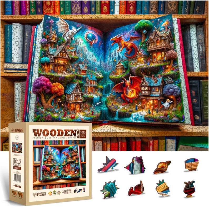 Wooden Puzzle Enchanted Tales - 1000 Piece Wooden Puzzle - Unique Unusual Jigsaw Puzzles with Shaped Pieces by Wooden.City