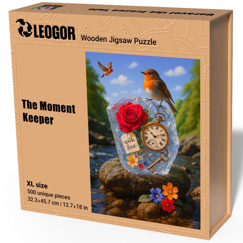 Extra-Thick 5mm Wooden Puzzle for Adults – 500 Pieces | Wood Puzzles Adult with Unique Hand-Shaped Pieces, The Moment Keeper