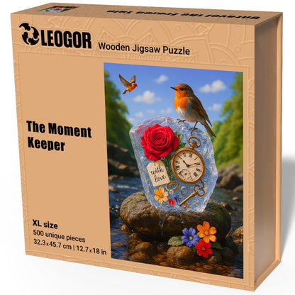 Extra-Thick 5mm Wooden Puzzle for Adults – 500 Pieces | Wood Puzzles Adult with Unique Hand-Shaped Pieces, The Moment Keeper