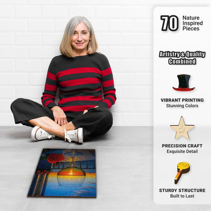 Extra-Thick 5mm Wooden Puzzle for Adults – 500 Pieces | Wood Puzzles Adult with Unique Hand-Shaped Pieces, Sunset Pour