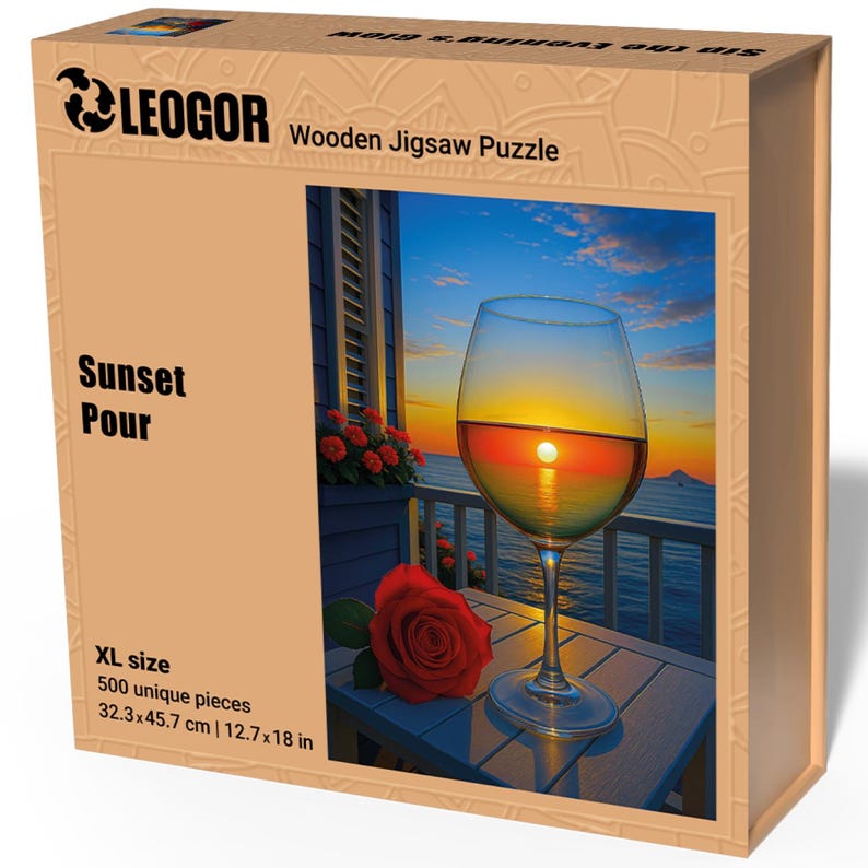 Extra-Thick 5mm Wooden Puzzle for Adults – 500 Pieces | Wood Puzzles Adult with Unique Hand-Shaped Pieces, Sunset Pour