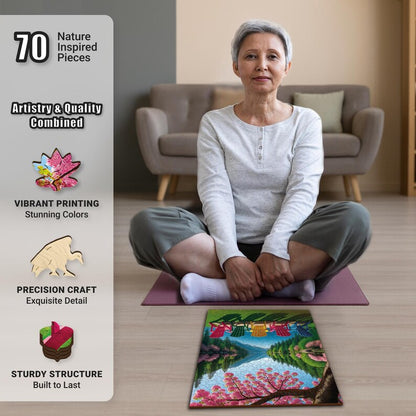 Extra-Thick 5mm Wooden Puzzle for Adults – 500 Pieces | Wood Puzzles Adult with Unique Hand-Shaped Pieces, Tranquil Chairscape