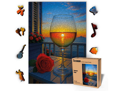 Extra-Thick 5mm Wooden Puzzle for Adults – 500 Pieces | Wood Puzzles Adult with Unique Hand-Shaped Pieces, Sunset Pour