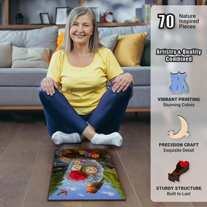 Extra-Thick 5mm Wooden Puzzle for Adults – 500 Pieces | Wood Puzzles Adult with Unique Hand-Shaped Pieces, The Moment Keeper