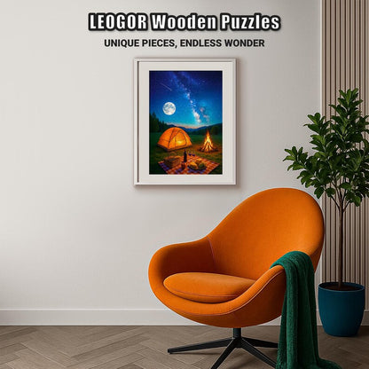 Extra-Thick 5mm Wooden Puzzle for Adults – 500 Pieces | Wood Puzzles Adult with Unique Hand-Shaped Pieces, Moonlit Meadow Feast