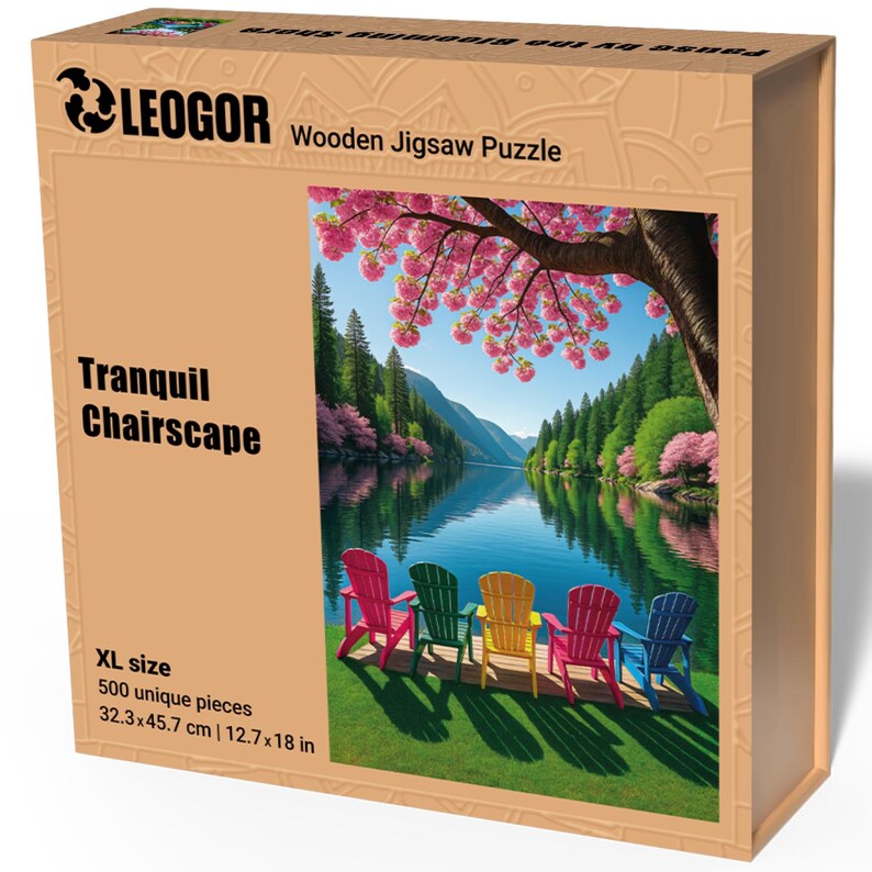 Extra-Thick 5mm Wooden Puzzle for Adults – 500 Pieces | Wood Puzzles Adult with Unique Hand-Shaped Pieces, Tranquil Chairscape