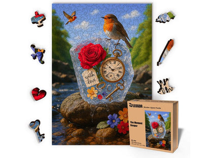 Extra-Thick 5mm Wooden Puzzle for Adults – 500 Pieces | Wood Puzzles Adult with Unique Hand-Shaped Pieces, The Moment Keeper
