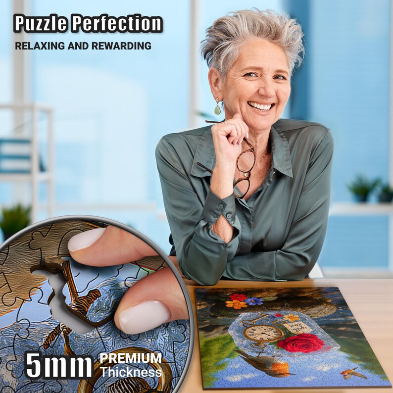 Extra-Thick 5mm Wooden Puzzle for Adults – 500 Pieces | Wood Puzzles Adult with Unique Hand-Shaped Pieces, The Moment Keeper