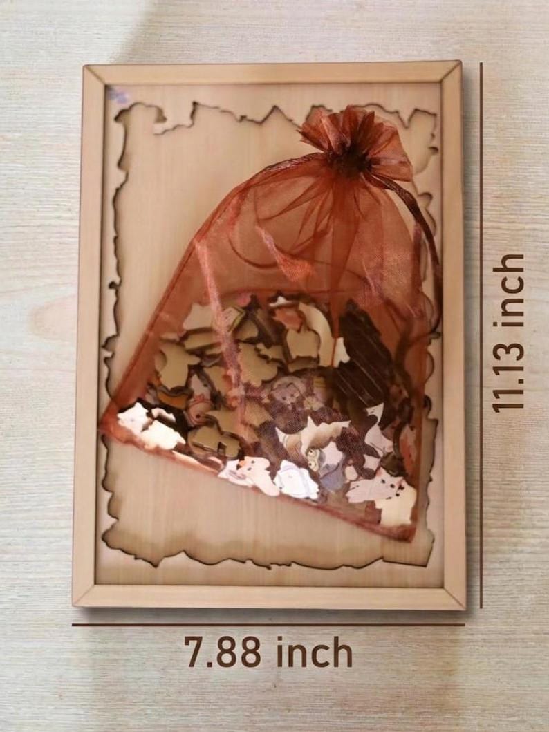 Hand-Drawn Wooden Cat Jigsaw Puzzle - Unique Cat Lover Gift