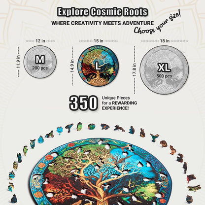 Extra-Thick 5mm Wooden Puzzle for Adults – 350 Pieces | Wood Puzzles Adult with Unique Hand-Shaped Pieces, Eternal Tree of Life