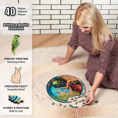 Extra-Thick 5mm Wooden Puzzle for Adults – 350 Pieces | Wood Puzzles Adult with Unique Hand-Shaped Pieces, Eternal Tree of Life