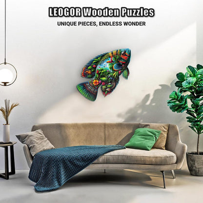 Extra-Thick 5mm Wooden Puzzle for Adults – 350 Pieces | Wood Puzzles Adult with Unique Hand-Shaped Pieces, Fish Fantasia