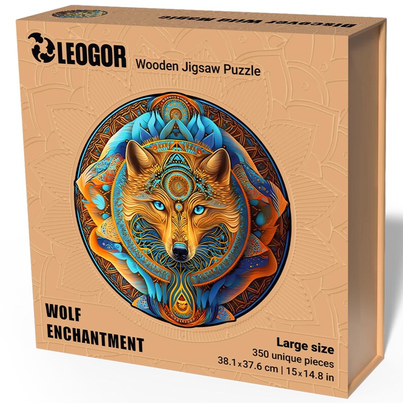 Extra-Thick 5mm Wooden Puzzle for Adults – 350 Pieces | Wood Puzzles Adult with Unique Hand-Shaped Pieces, Wolf Enchantment