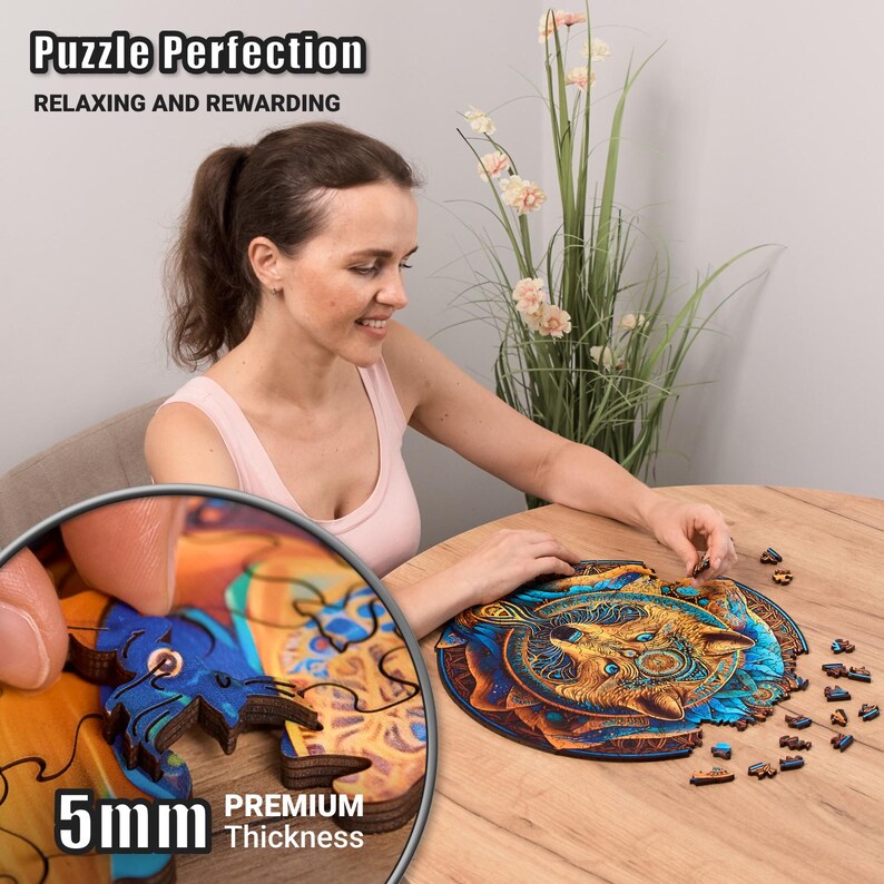 Extra-Thick 5mm Wooden Puzzle for Adults – 350 Pieces | Wood Puzzles Adult with Unique Hand-Shaped Pieces, Wolf Enchantment