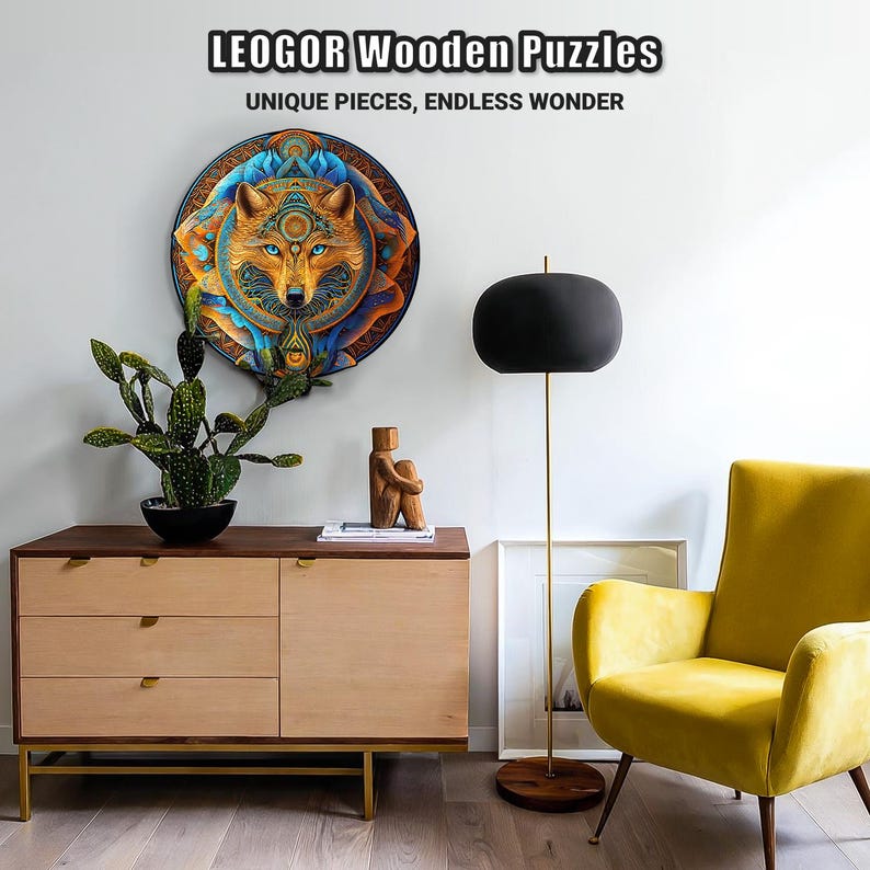 Extra-Thick 5mm Wooden Puzzle for Adults – 350 Pieces | Wood Puzzles Adult with Unique Hand-Shaped Pieces, Wolf Enchantment