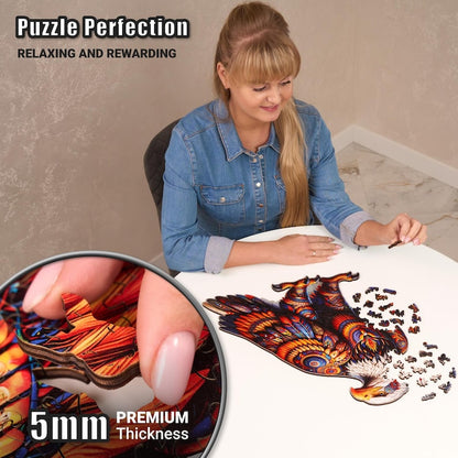 Extra-Thick 5mm Wooden Puzzle for Adults – 350 Pieces | Wood Puzzles Adult with Unique Hand-Shaped Pieces, Vivid Eagle Odyssey