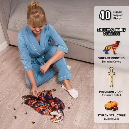 Extra-Thick 5mm Wooden Puzzle for Adults – 350 Pieces | Wood Puzzles Adult with Unique Hand-Shaped Pieces, Vivid Eagle Odyssey