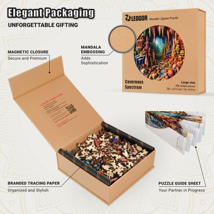 Extra-Thick 5mm Wooden Puzzle for Adults – 350 Pieces | Wood Puzzles Adult with Unique Hand-Shaped Pieces, Cavernous Spectrum