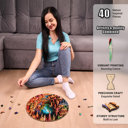 Extra-Thick 5mm Wooden Puzzle for Adults – 350 Pieces | Wood Puzzles Adult with Unique Hand-Shaped Pieces, Cavernous Spectrum