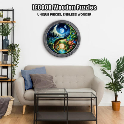 Extra-Thick 5mm Wooden Puzzle for Adults – 350 Pieces Wood Puzzles Adult with Unique Hand-Shaped Pieces, Yin Yang Nature's Balance