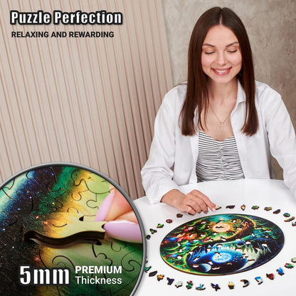 Extra-Thick 5mm Wooden Puzzle for Adults – 350 Pieces Wood Puzzles Adult with Unique Hand-Shaped Pieces, Yin Yang Nature's Balance