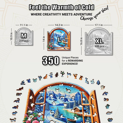 Extra-Thick 5mm Wooden Puzzle for Adults – 350 Piece | Wood Puzzles Adult with Unique Hand-Shaped Pieces, Winter Frosty Wonderland
