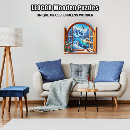 Extra-Thick 5mm Wooden Puzzle for Adults – 350 Piece | Wood Puzzles Adult with Unique Hand-Shaped Pieces, Winter Frosty Wonderland