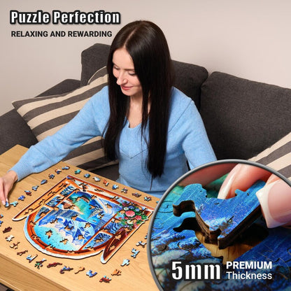 Extra-Thick 5mm Wooden Puzzle for Adults – 350 Piece | Wood Puzzles Adult with Unique Hand-Shaped Pieces, Winter Frosty Wonderland