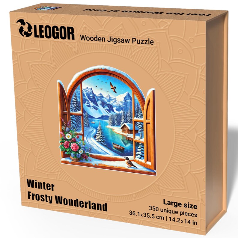 Extra-Thick 5mm Wooden Puzzle for Adults – 350 Piece | Wood Puzzles Adult with Unique Hand-Shaped Pieces, Winter Frosty Wonderland