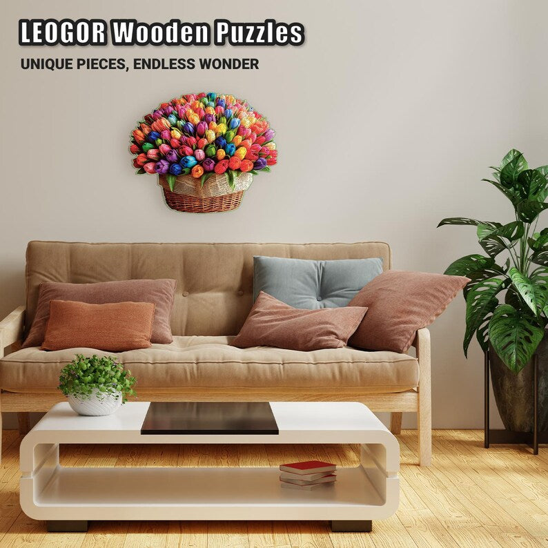 Extra-Thick 5mm Wooden Puzzle for Adults – 350 Pieces | Wood Puzzles Adult with Unique Hand-Shaped Pieces, Flower Radiance