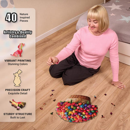 Extra-Thick 5mm Wooden Puzzle for Adults – 350 Pieces | Wood Puzzles Adult with Unique Hand-Shaped Pieces, Flower Radiance