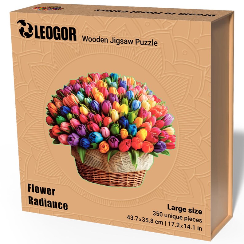 Extra-Thick 5mm Wooden Puzzle for Adults – 350 Pieces | Wood Puzzles Adult with Unique Hand-Shaped Pieces, Flower Radiance