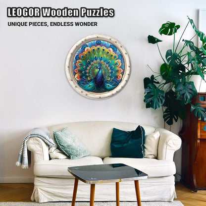 Extra-Thick 5mm Wooden Puzzle for Adults – 350 Pieces | Wood Puzzles Adult with Unique Hand-Shaped Pieces, Graceful Peacock
