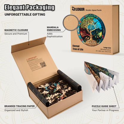 Extra-Thick 5mm Wooden Puzzle for Adults – 350 Pieces | Wood Puzzles Adult with Unique Hand-Shaped Pieces, Eternal Tree of Life