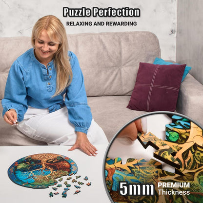 Extra-Thick 5mm Wooden Puzzle for Adults – 350 Pieces | Wood Puzzles Adult with Unique Hand-Shaped Pieces, Eternal Tree of Life